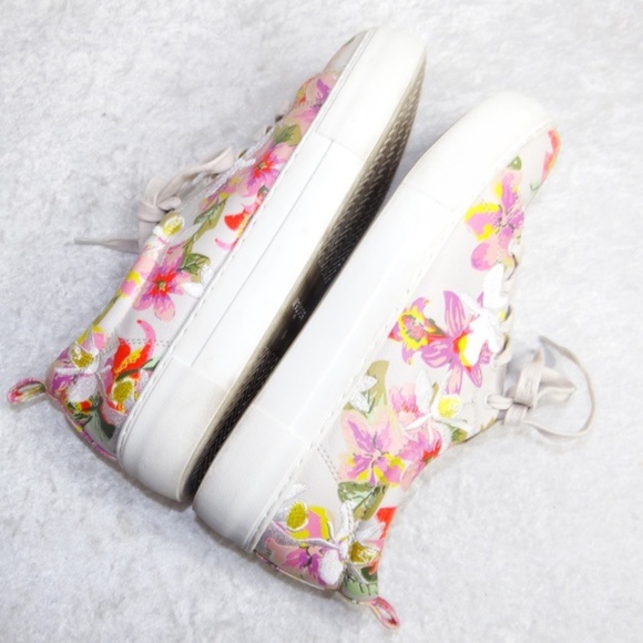 J/Slides NYC 8.5 Appy Floral Sneaker Embroider Floral Anthropologie Light Gray - Picture 4 of 7